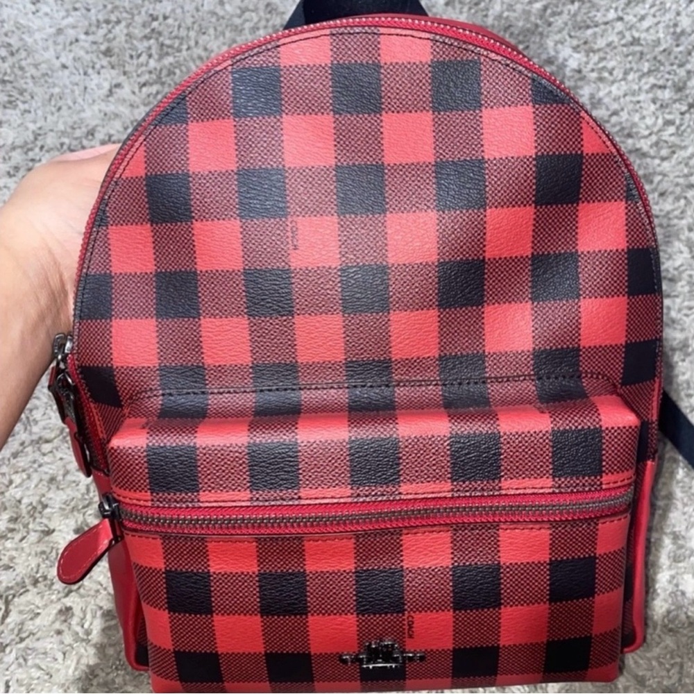 Red Checkered Coach Backpack - Picture 3 of 10